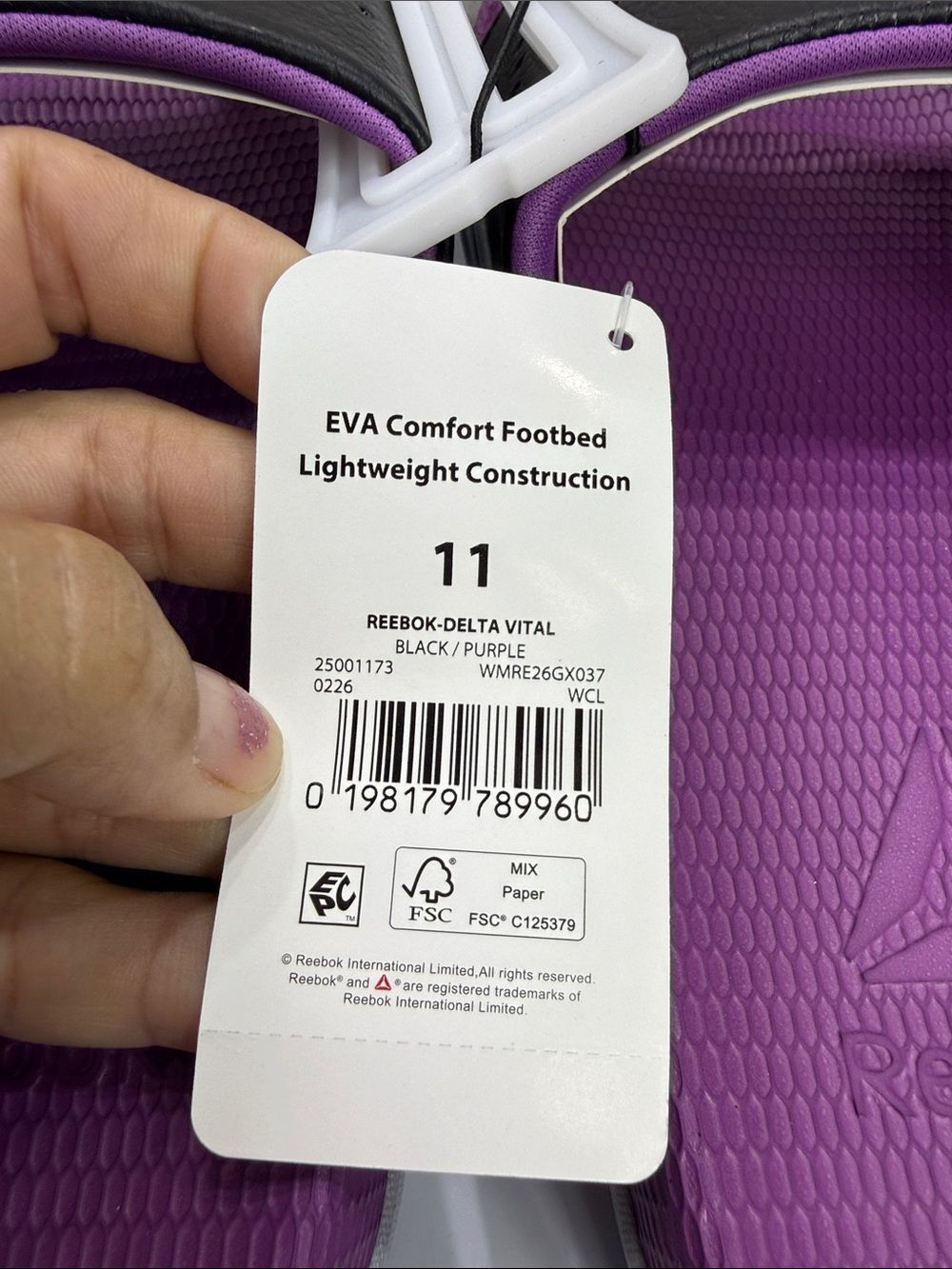 (E)Reebok high-performance sandals, black with purple insole, men's size 11 - Picture 5 of 8